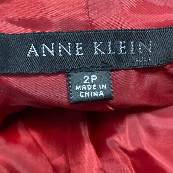 Anne Klein Women's Red Button Belted Tie Waist Long Sleeve Blazer Coat Jacket 2 - Picture 3 of 4
